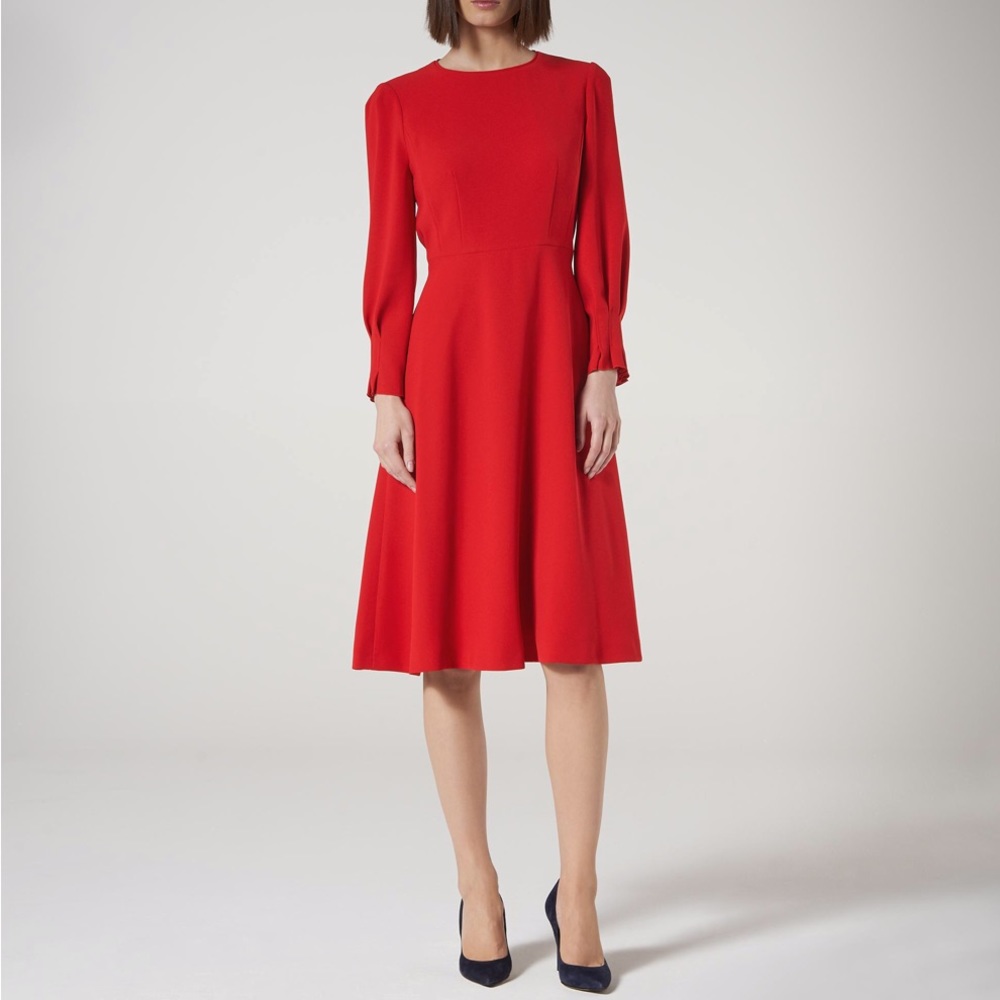 NWT LK Bennett Long Sleeve Red Midi Dress